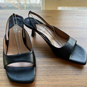 Brother Vellies Leather Chain-Link Accent Slingbacks